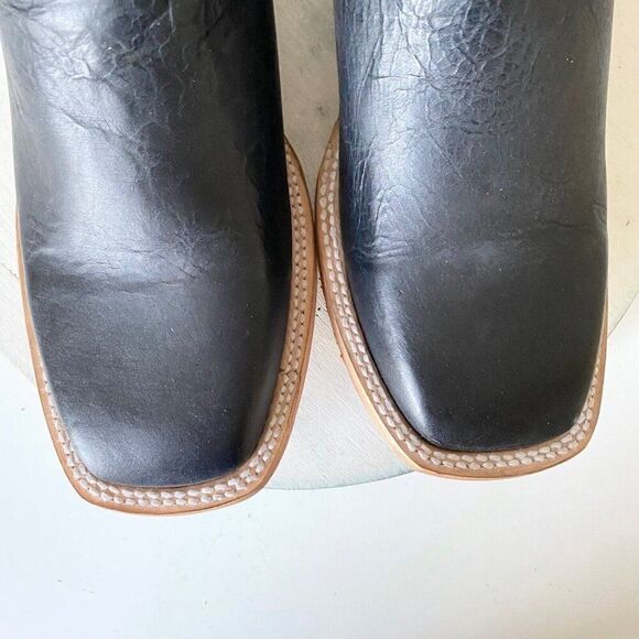 NEW Capitan Mens Cowboy Boots FT WORTH Rivercrest 9D Black Leather Square Toe - Picture 6 of 10